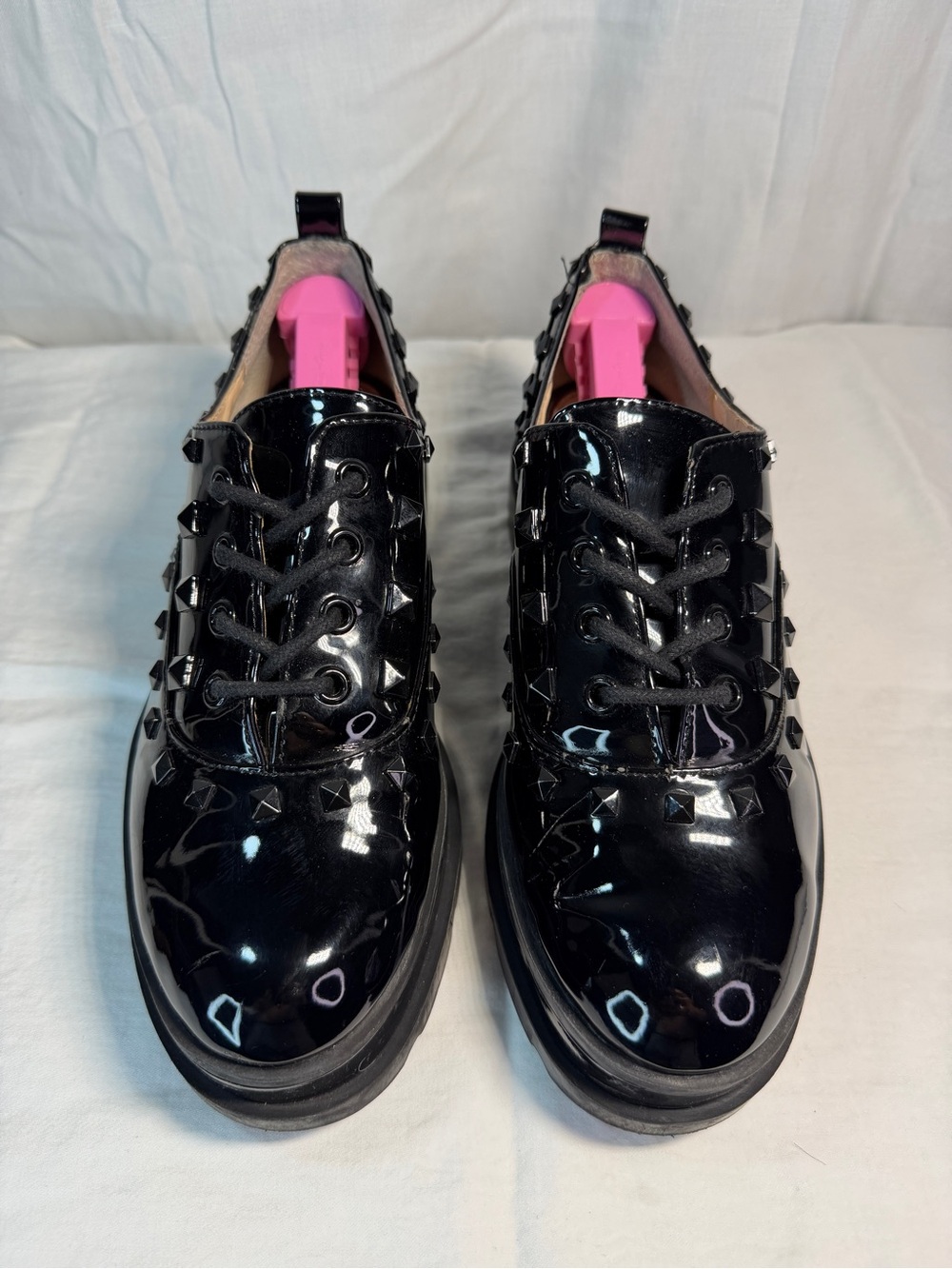 Jessica Simpson Black Patent Studded Lace-Up Boots